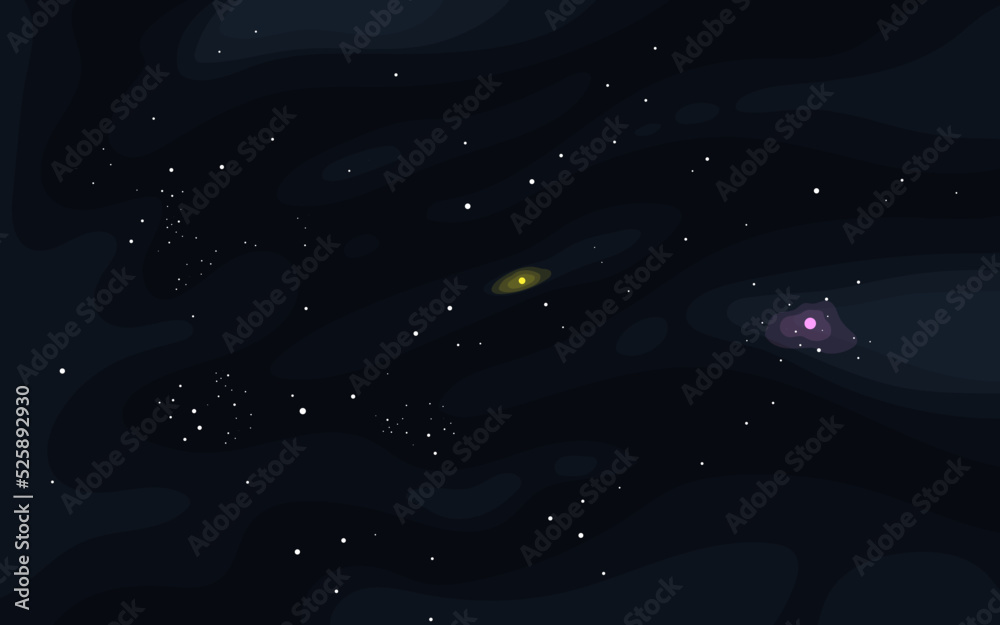 Poster vector space background . cute flat style template with stars in outer space
