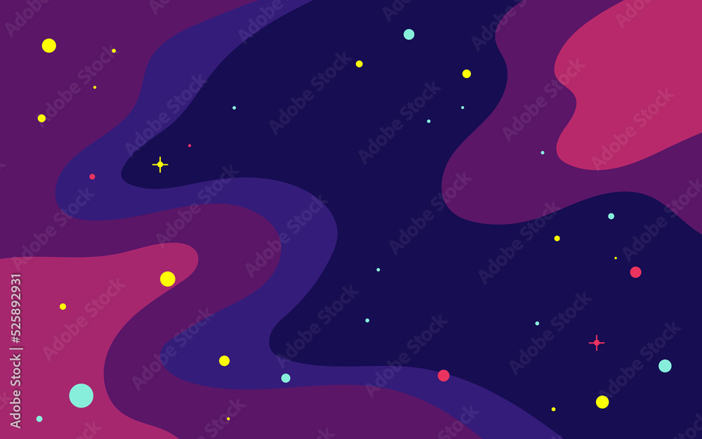 Sticker vector space background . cute flat style template with stars in outer space
