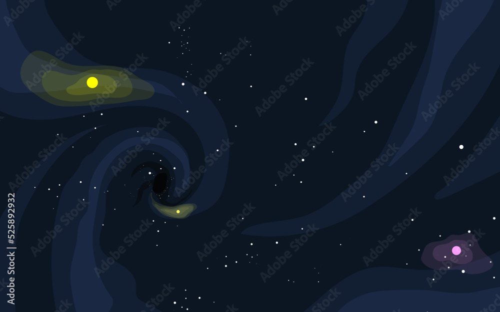 Wall mural vector space background . cute flat style template with stars in outer space