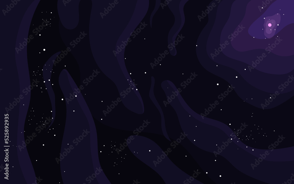 Poster vector space background . cute flat style template with stars in outer space