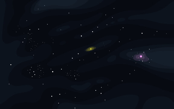 Vector space background . Cute flat style template with Stars in Outer space