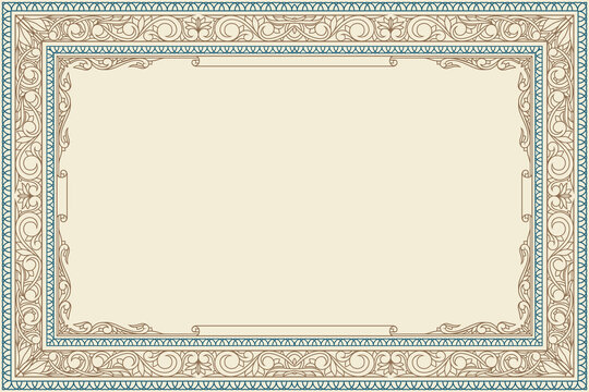 Decorative ornate retro floral blank frame