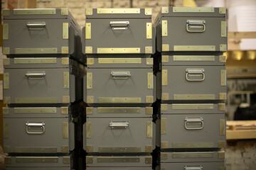 Military boxes in stock. Wooden boxes.