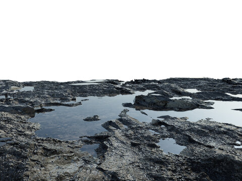Rocky Foreground Floor with Perspective, Transparent Background PNG
