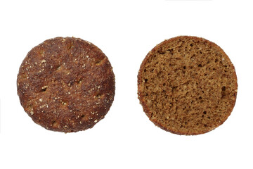 Cereal bread isolated on white background, healthy food. layout made of bread on the white background. Flat lay. Food concept.