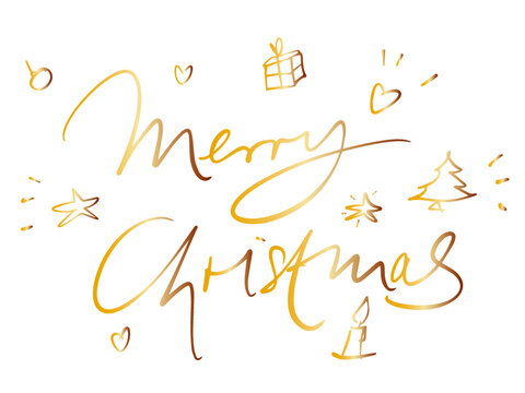 merry Christmas - handwritten with a calligraphy brush. Calligraphy hand lettering illustration