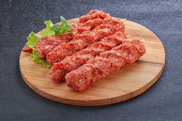 Raw beef kebab minced meat