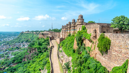 Fototapeta na wymiar The ancient Gwalior Fort commonly known as the Gwalior Qila, is a hill fort in Gwalior, Madhya Pradesh, India