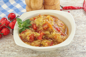 Caucasian Mangal salad with baked vegetables