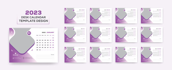 Desk Calendar 2023 Or  Monthly & Weekly Schedule New Year Calendar 2023 Design Template.