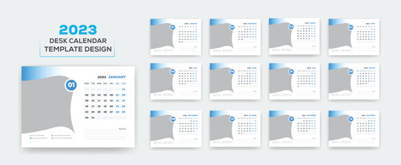 Desk Calendar 2023 Or  Monthly & Weekly Schedule New Year Calendar 2023 Design Template.