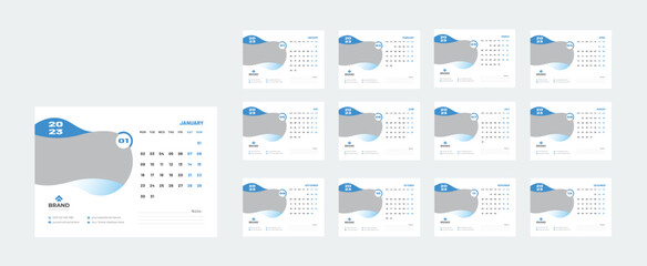 Desk Calendar 2023 Or  Monthly & Weekly Schedule New Year Calendar 2023 Design Template.