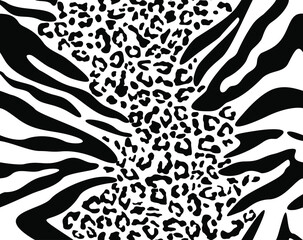 Animal print leopard zebra seamless trendy texture, modern vector pattern.