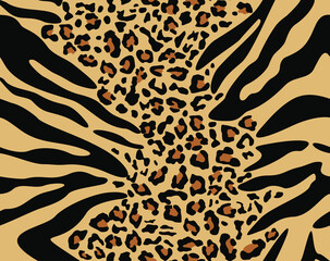 
Animal mix leopard zebra seamless print, yellow background.