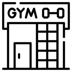 Modern handcrafted linear icon of gym building 