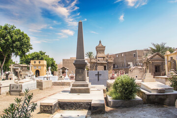 Fototapeta na wymiar The old cemetery in the Coptic Cairo (Masr al-Qadima) district of Old Cairo, Egypt