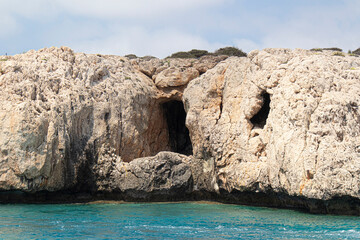 Pirates Cave, Cape Greco. Potarus, Cyprus on the Mediterranean coast.