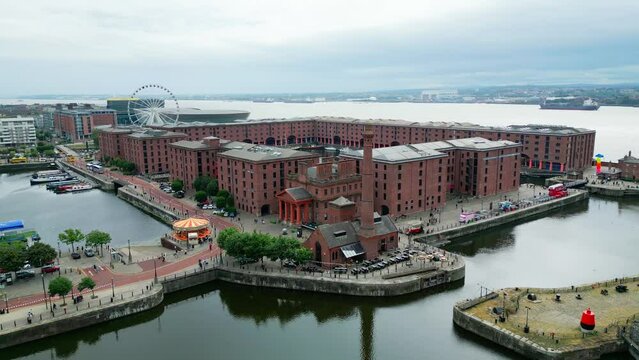 Albert Docks in the city of Liverpool - aerial view - drone photography