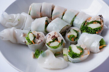 fresh noodle spring roll Thai food,Cold Rolls,Veggie Spring Roll