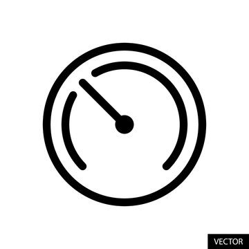 Accelerator, Speedometer, Gauge, Speed tester, Performance measurement concept vector icon in line style design for website, app, UI, isolated on white background. Editable stroke. Vector file.