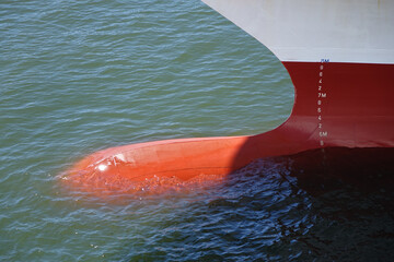 Red color ship's bow bulb