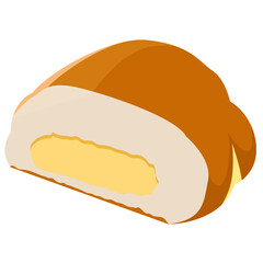 クリームパンのイラスト素材　ベクター