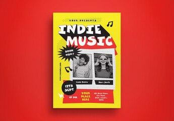 Yellow Red Pop Art Indie Music Flyer Layout