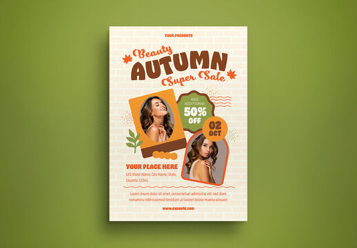 White Modern Autumn Beauty Sale Flyer Layout