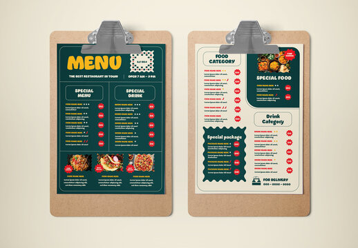 Green Vintage Food Menu Layout