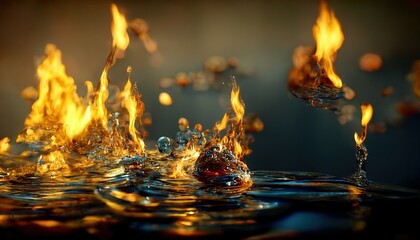 illustration of fire burning on the water