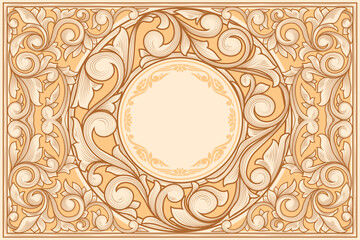 Decorative ornate retro floral blank card