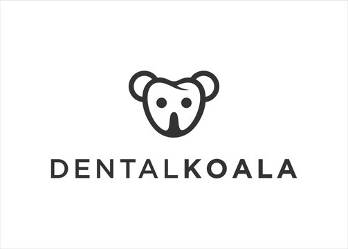 abstract koala logo dental icon vector 