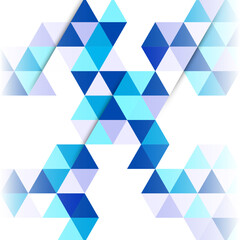 Abstract geometric background of blue triangles. Design template for brochure, cover, banner, poster, flyer.