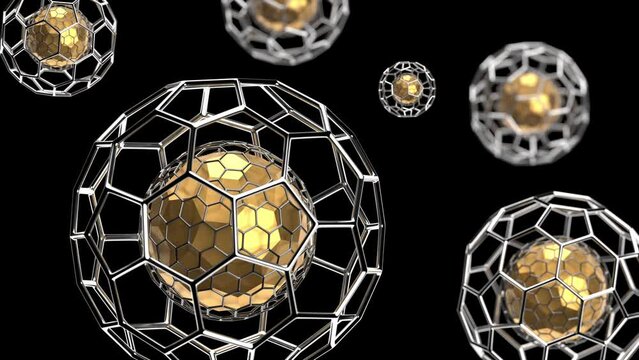 nanotechnology microscopic atom,  scientific nanostructure of a dodecahedron. Can be used to represent nuclear energy, chemical research or graphene superconductivity