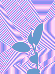 Seamless tropical foliage line art/ illustration in pink- purple color palette.