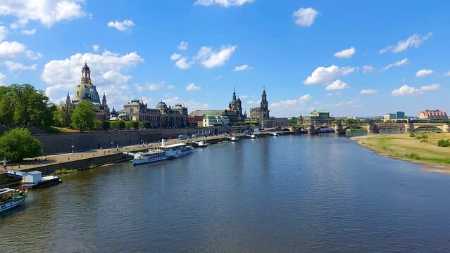 Dresden Old Town taken from the bank of the Elbe river