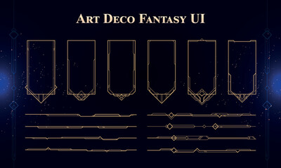 Set of Art Deco Modern User Interface Elements. Fantasy magic HUD. Good for game UI. Vector Illustration EPS10 - obrazy, fototapety, plakaty