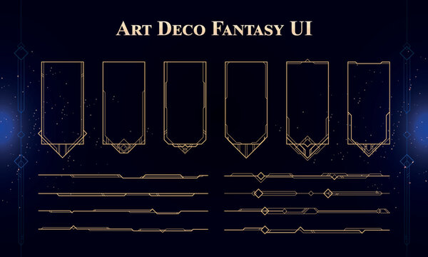 Set of Art Deco Modern User Interface Elements. Fantasy magic HUD. Good for game UI. Vector Illustration EPS10