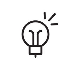 Light bulb icon. Electric lamp linear pictogram. Symbol of idea and creativity. Editable lines.