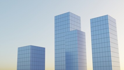 Obraz premium corporative buildings 3d representation of cityscape, can be used to represent financial district, urban skyline, banks or office buildings 