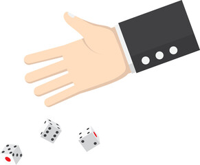 Businessman hand throwing dice, take a chance, gambling and business risk concept