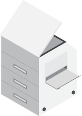 Flat 3d Isometric Xerox Machine Back View Icon