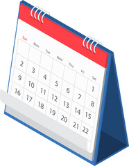 Flat 3d Isometric Calendar Icon