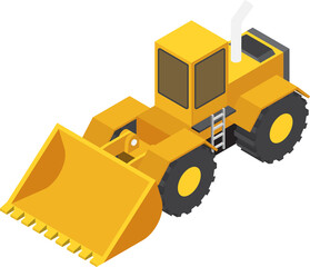 Obraz na płótnie Canvas Flat 3d isometric construction transport icon bulldozer.