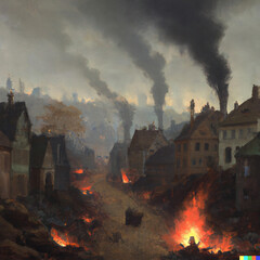 Fototapeta burning town obraz
