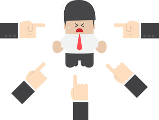 Businessman being pointed by a lot of hands, VECTOR, EPS10