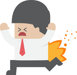 Businessman running with his pants on fire, VECTOR, EPS10
