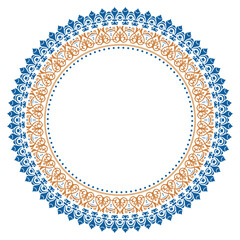 Oriental pattern with arabesques and floral elements. Traditional classic round colored orornament. Vintage pattern with arabesques