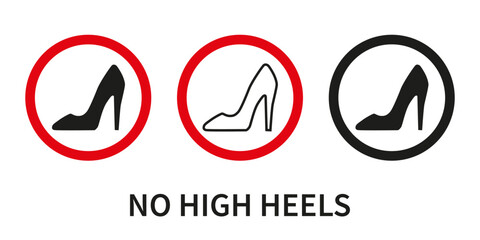 No High heels warning sign. Forbidden signs and symbols.