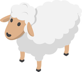 Flat 3d Isometric White Sheep Icon